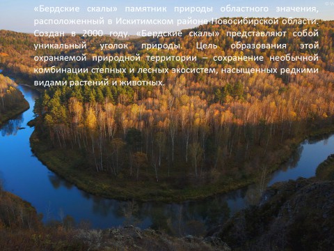Памятник природы областного значения «Бердские скалы» Искитимский район, НСО